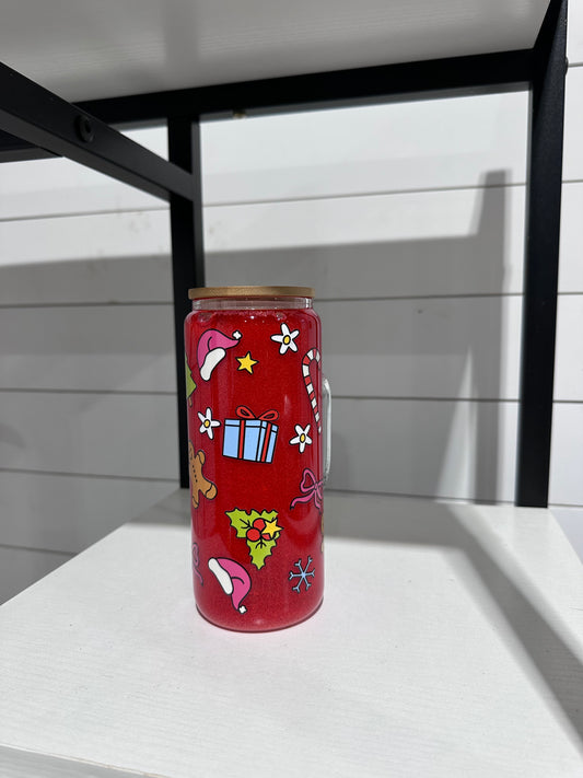 Christmas 18oz glass cup