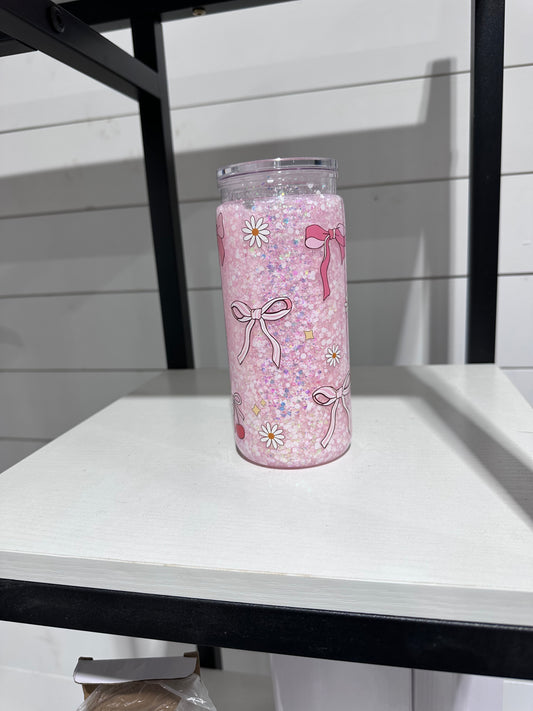 Pink bow 16oz  cup ￼
